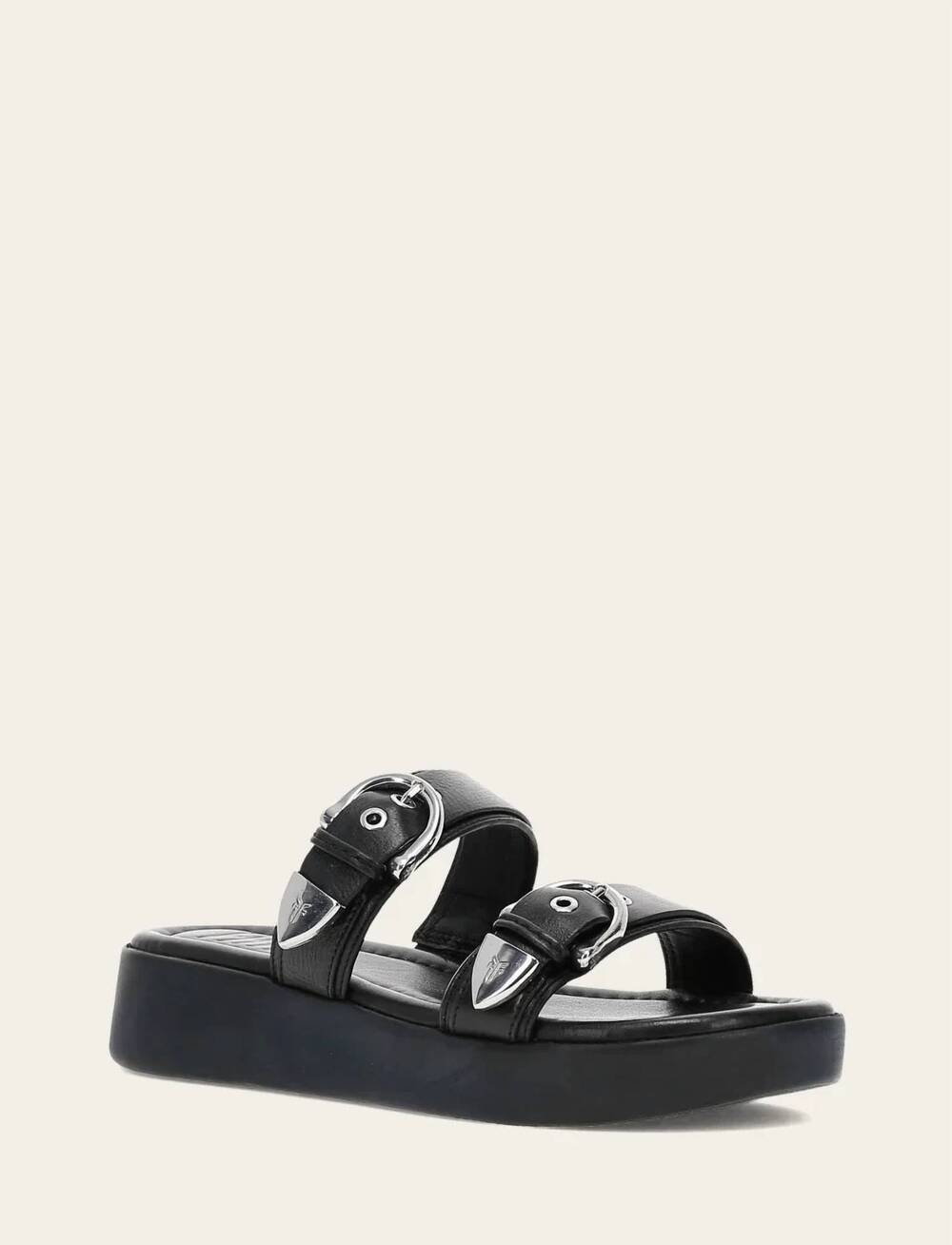 NEW FRYE women's maya buckle sandal in black